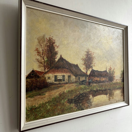 Expressive Landscape Oil Painting "Thatched Cottage" Handcrafted Artwork Holland Art Shop