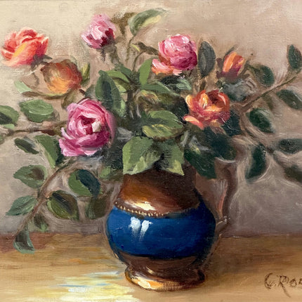 Expressive Floral Still Life Oil Painting "Blue Vase" Timeless Artwork Holland Art Shop