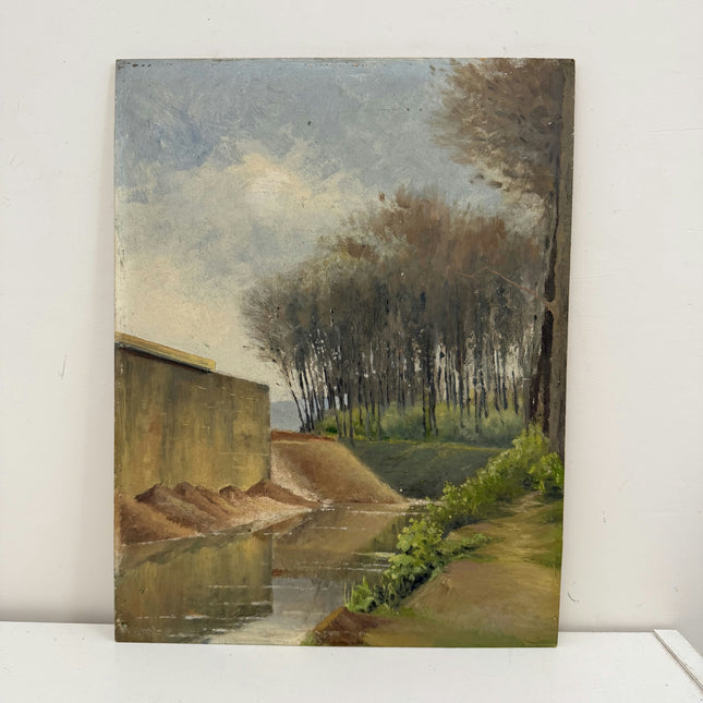 Detailed Landscape Oil Painting "Row Of Trees" Original Small Art Holland Art Shop