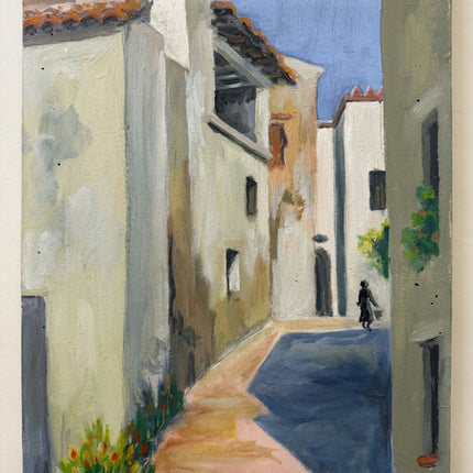 Detailed Cityscape Oil Painting "Narrow Alley" Rustic Small Artwork Holland Art Shop