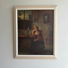 Vintage Portrait Oil Painting "Seated Woman" Refined Dutch Artwork Holland Art Shop