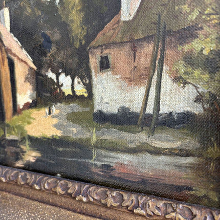 19th Century Antique Farm Oil Painting "Ornate Frame" Dutch Art Holland Art Shop