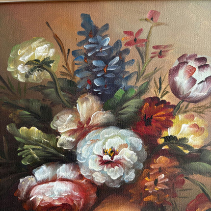 Refined Floral Still Life Oil Painting "Flower Bouquet" Vintage Small Artwork Holland Art Shop
