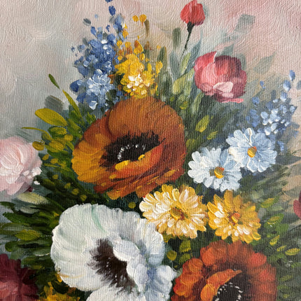Rustic Floral Still Life Oil Painting "Floral Bouquet" Timeless Small Art Holland Art Shop