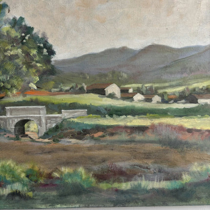 Expressive Landscape Oil Painting "Stone Bridge" Handcrafted Art Holland Art Shop
