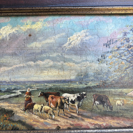 19th Century Antique Landscape Oil Painting "Gilded Frame" Art Holland Art Shop