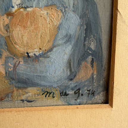 Rustic Figurative Oil Painting "Two Children" Authentic Small Artwork Holland Art Shop