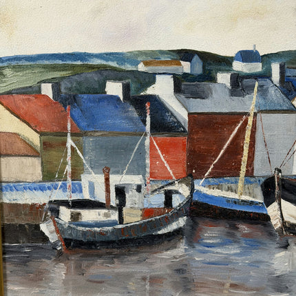 Rustic Harbor Scene Oil Painting "Mooring Boats" Refined Art Holland Art Shop