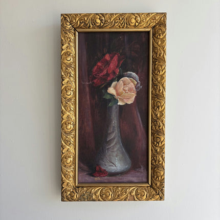 Traditional Floral Still Life Oil Painting "Single Rose" Vintage French  Artwork Holland Art Shop