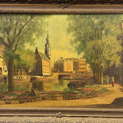 Elegant Cityscape Oil Painting "City Canal" Rustic I Artwork Holland Art Shop