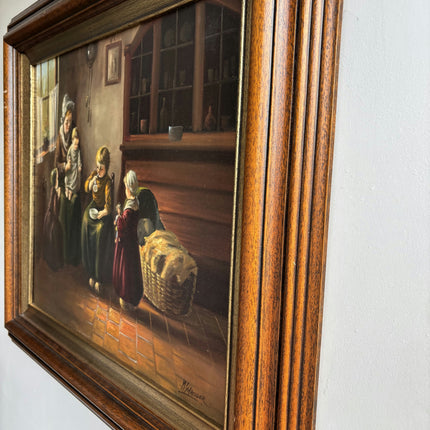 Vintage Figurative Oil Painting "Seated Children" Original Dutch Art Holland Art Shop