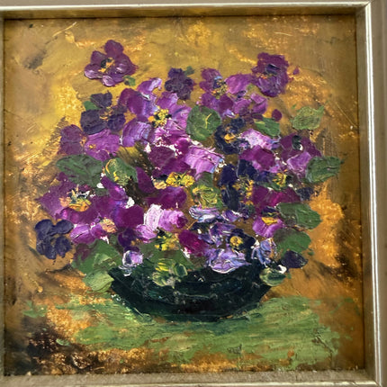 Expressive Floral Still Life Oil Painting "Violet Bouquet" Small Artwork Holland Art Shop