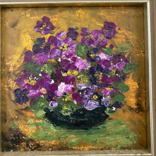 Expressive Floral Still Life Oil Painting "Violet Bouquet" Small Artwork Holland Art Shop
