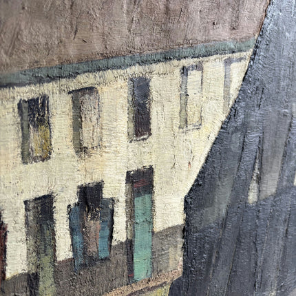 Rustic Cityscape Oil Painting "Row House" Handcrafted Large Artwork Holland Art Shop