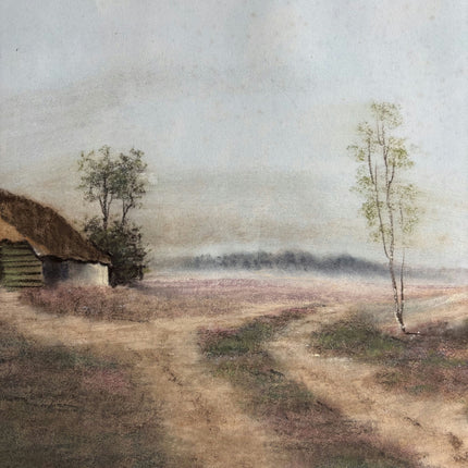 Elegant Landscape Pastel "Thatched Hut" Timeless Art Holland Art Shop