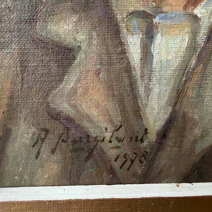 Elegant Portrait Oil Painting "Man Smoking" Vintage Small Art Holland Art Shop