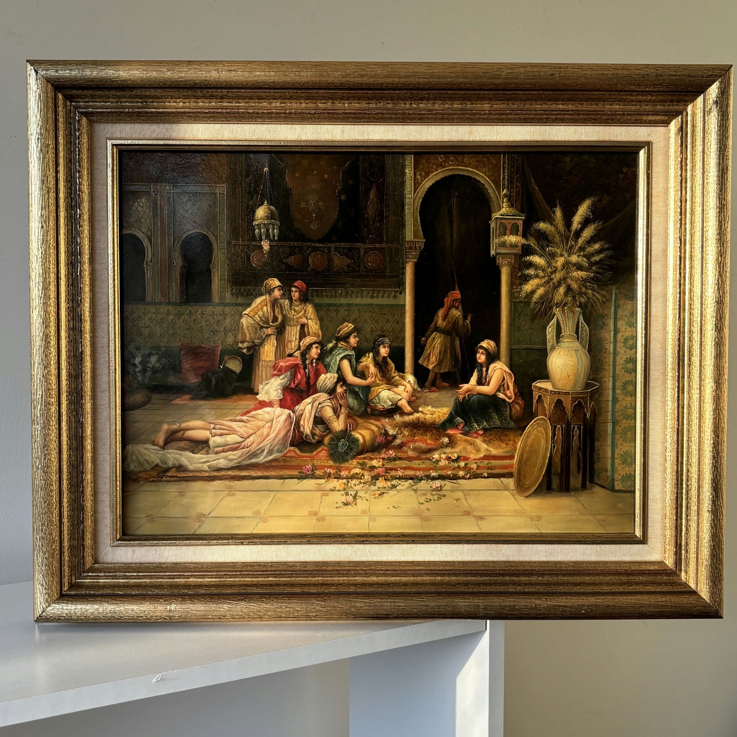 Refined Oil Painting Figurative "Gathering Women" Remarkable French Artwork