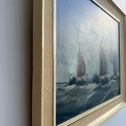 Rustic Seascape Oil Painting "Sailing Boats" Traditional Artwork Holland Art Shop