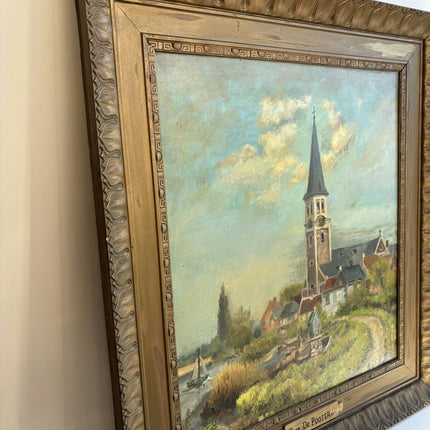Traditional Cityscape Oil Painting "Church Tower" Detailed Large Art Holland Art Shop