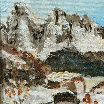Timeless Winter Landscape Oil Painting "Snow Village" Rustic Small Art Holland Art Shop