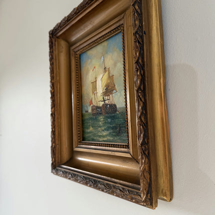 Fine Oil Painting Seascape "Sailing Ships" Striking Small Art Holland Art Shop