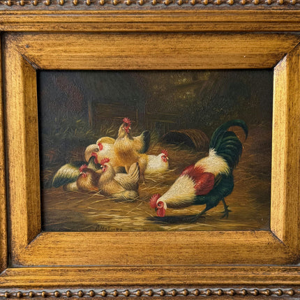 Wonderful Oil Painting Animals "Colorful Rooster" Authentic Small Artwork Holland Art Shop