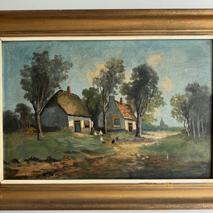 Refined Landscape Oil Painting "Thatched Cottage" Handcrafted Large Art Holland Art Shop