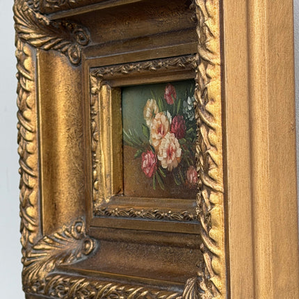 Original Flowery Still Life Oil Painting "Gilded Frame" Timeless Small Art Holland Art Shop