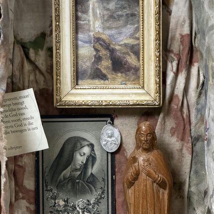 Elegant Mixed Media "Wooden Saint" Original Small Art Holland Art Shop