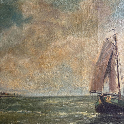Original Seascape Oil Painting "Sailing Boat" Handcrafted Large Artwork Holland Art Shop