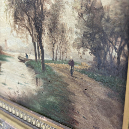 19th Century Antique Landscape Oil Painting "Gilded Frame" Artwork Holland Art Shop