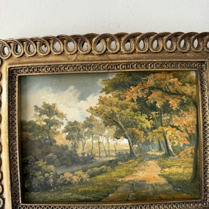 Vintage Oil Painting Landscape "Autumn Pathway" Refined Small Art Holland Art Shop