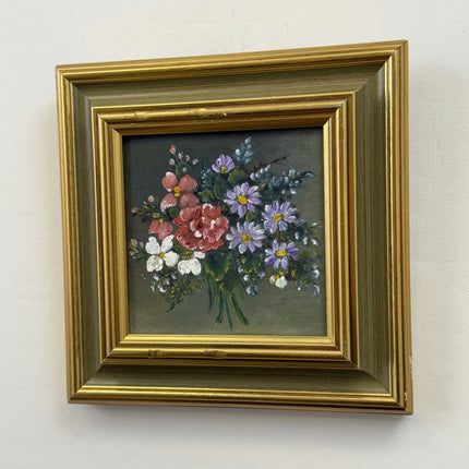 Rustic Floral Still Life Oil Painting "Flower Bouquet" Elegant Small Art Holland Art Shop