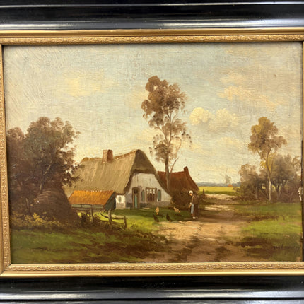 Authentic Farm Oil Painting "Thatched Cottage" Refined Art Holland Art Shop