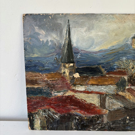 Handcrafted Cityscape Oil Painting "Windblown Tree" Refined Small Art Holland Art Shop