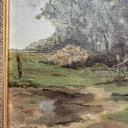 Detailed Landscape Oil Painting "Gilded Frame" Expressive Small Art Holland Art Shop