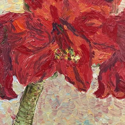 Rustic Floral Still Life Oil Painting "Red Flower" Traditional Art Holland Art Shop