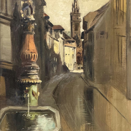 Original Still Life Oil Painting "Street Fountain" Refined Artwork Holland Art Shop
