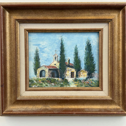 Traditional Scenery Oil Painting "Country Church" Original Small Artwork Holland Art Shop
