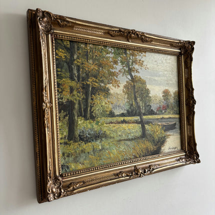Detailed Landscape Oil Painting "Autumn Trees" Vintage Artwork Holland Art Shop