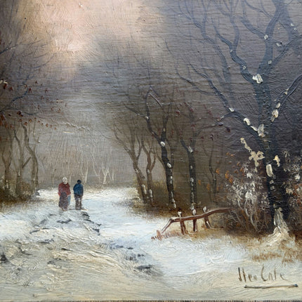 Original Winter Landscape Oil Painting "Gilded Frame" Expressive Artwork Holland Art Shop