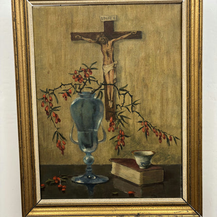 Authentic Interior Oil Painting "Crucifix Cross" Original Art Holland Art Shop
