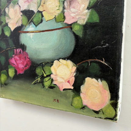 Authentic Floral Still Life Oil Painting "Blue Vase" Classic Small Art Holland Art Shop