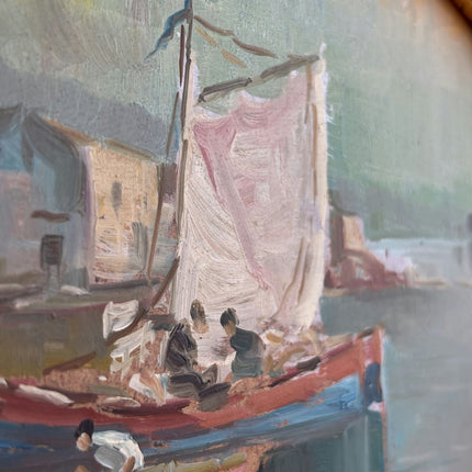 Timeless Harbor Scene Oil Painting "Gilded Frame" Classic Small Artwork Holland Art Shop