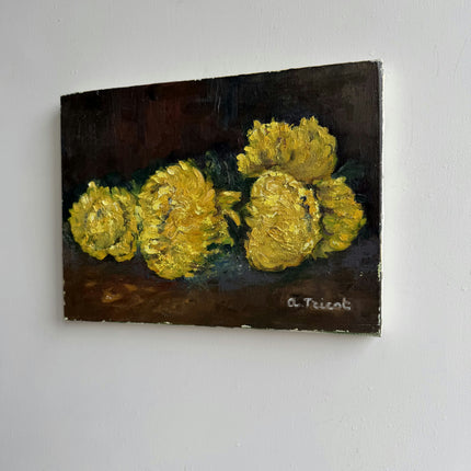 Refined Floral Still Life Oil Painting "Yellow Roses" Rustic Small Art Holland Art Shop