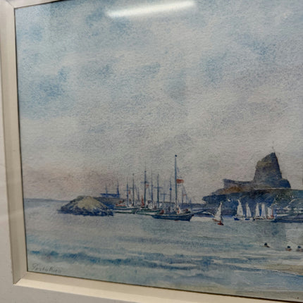Refined Harbor Scene Aquarel "Sailboat Fleet" Elegant Art Holland Art Shop
