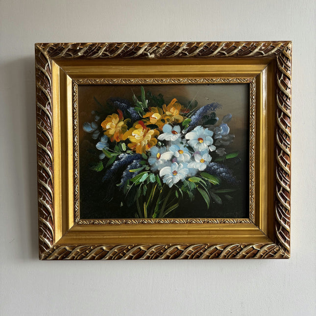 Vintage Floral Still Life Oil Painting "Flower Bouquet" Small Artwork Holland Art Shop