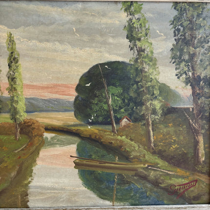 Vintage Landscape Oil Painting "River Path" Authentic Artwork Holland Art Shop