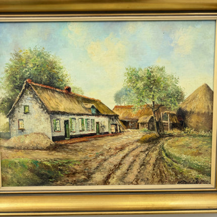 Vintage Landscape Oil Painting "Thatched Cottage" Authentic Artwork Holland Art Shop