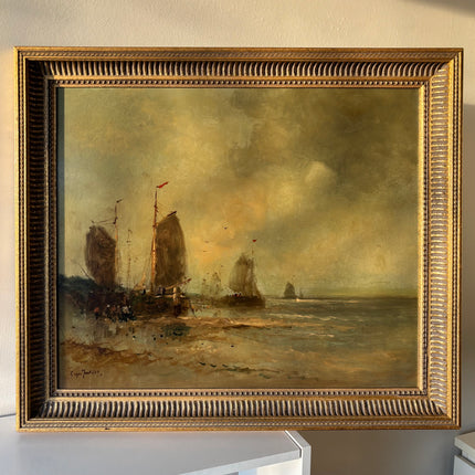 Handcrafted Seascape Oil Painting "Sailing Boat" Elegant Large Art Holland Art Shop